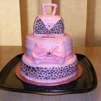 Mariah's 16Th Birthday Cake Pink Cheetah print purse cake