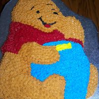 Winnie The Pooh This was done for a baby's 1st birthday. Chocolate cake with BC icing. Wilton shaped Pooh Pan.