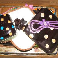 Present Cake (Top View) This is the top view of the present cake done for 18th birthday. Lots of chocolate - lots of weird colors (matched colors in napkins/plates...