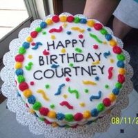 Coutney's Cake I did this one for my friends daughter. She didn't know what she wanted. Just cake so told me to do whatever. It is one layer french...