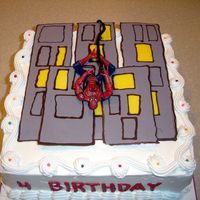 Spiderman Buildings made using the Chocolate Method from the Whimsical Bakehouse book.