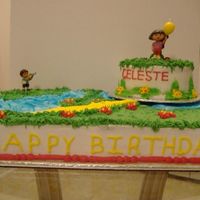 Dora And Diego Birthday Cake This is my first birthday cake for a friends daughter turning 3. Diego is in search for Dora, who signals him with her yellow balloon. This...