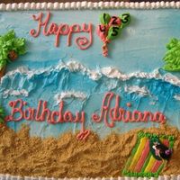 Dora At The Beach This is my second attempt to make a birthday cake. Its for a 5 yr old. Amaretto and almond flavor cake with bavarian cream filling.I had a...