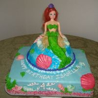 Little Mermaid This is my daughter's 4th bday cake. Little mermaid is her favorite princess. Buttecream and MMF. First time using doll pan. Changed...