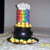 Pot O' Gold The cupcakes are scratch butter recipe with homemade buttercream icing. I made the rainbow out of craft foam & candy.