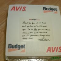 Avis-Budget Cake Swirl cake with strawberry filling, and edible images