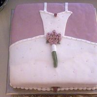 Wedding Gown Cake This is a 20 inch square White Sour Cream Cake with Fresh Strawberries and cream filling. All Satin Ice fondant. I made this for my sister...