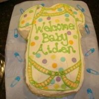 Onesie Baby Shower Cake I copied this cake to match the baby shower invitation and it matched quite well I think! :) It's buttercream icing and the...
