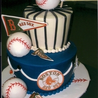 Yankees Vs Red Sox Cake made for a baseball fan. Can you guess who his two favorite teams are? Cakes iced in BC with fondant accents and edible images