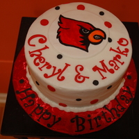 Cardinal Bird (U Of L) Birthday Cake Two birthdays - one love University of Louisville Cards!!!!! Cardinal is hand painted on fondant - I have done this so many times, I can do...