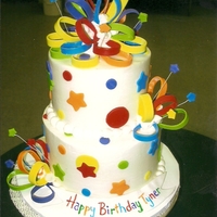 Stars And Polka Dots The design and colors were taken from a napkin that the customer provided. I forgot to keep it when I took the pic. Cake iced in bc with...