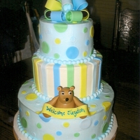 Bears & Polka Dots Cake iced in bc with fondant accents