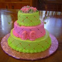 Sweet 16 This cake is a surprise for my son's girlfriend. Her favorite color is green. I hope she likes it, most of all it will be nice to...