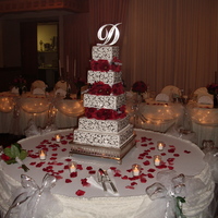 Chris & Jen's Cake 5 tiers, all iced in bc with bc swirls.