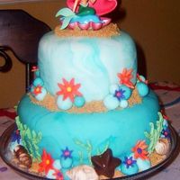 082606A.jpg I made this for my daughter's 5th birthday this weekend, we had an Ariel party. I marbeled the fondant to look like water, the bottom...