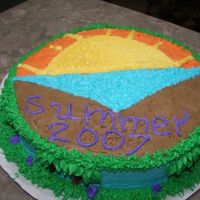 Sunset At The Beach FULL VIEW OF MY OTHER PRACTICE CAKE. POUND CAKE WITH ALMOND FLAVOR.