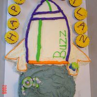 Buzz Lightyear This is a cake I made for my son's 4th birthday. The space ship is silver white cake (my mom made this for my 4th bday) with...