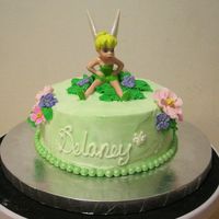 Baby's First Birthday 6" tinkerbell cake made just for the birthday girl. Couldn't get the buttercream completely smooth but I don't think she&#...