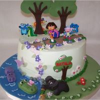 Dora In The Forest Cake Dora cake and fondant animals.