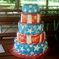 4Th Of July I made this cake for a friends 4th of July picnic. I had a LOT of trouble in the beginning, and my MMF had begun to melt in the humidity as...