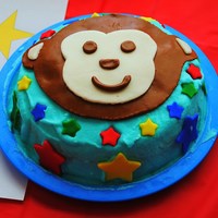 Smash Cake This is the smash cake I did for baby's 1st birthday. 6 inch round vanilla cake with butter cream/cream cheese icing. Monkey is MMF...