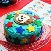 This Is The Cake I Made For Baby's 1St Birthday Simple vanilla cake with cream cheese/butter cream icing. The starts are premade fondant (i didn't want to mess with trying to get the...