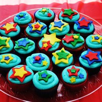 Star Cupcakes Here are some cupcakes that I made for my youngest son's 1st birthday. Simple vanilla cake with cream cheese/butter cream icing.