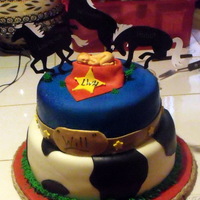 Western Baby Shower Cake I did this for my friends baby shower, the theme is western. Chocloate cake covered in fondant. Horses are made from card stock so she...