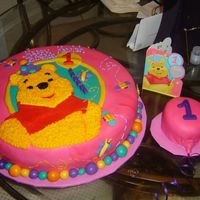 Winnie Da Pooh Buttercream cake filled with bavarian creme and covered with fondant.