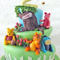 Whimsical Topsy Turvy Pooh & Friends Cake 