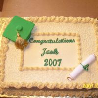 Graduation Cake The cap and diploma are done in fondant, this is my first time working with it. The rest is done in all buttercream.