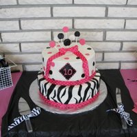Zebra And Polka Dots This is a cake done for a friends little girl. The cake is iced in buttercream and fondant decorations.