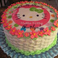 Hello Kitty Cake This is a Hello Kitty Cake using a wonder icing recipe I found on CC. I decorated it with a cute basket weave and royal icing flowers with...