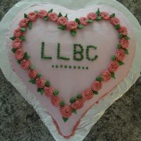 Pink Sweetheart White cake with almond buttercream. Just for practice.