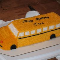 Yellow Bus Cake For the birthday of the bus driver. A fun cake to do done with the 3D car cake pan in 2 cakes and then assembled together.