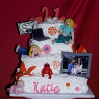 21 Birthday Girl My niece asked me if i could put all the things she loved on one cake and to also put things on her cake that i had put on cakes she had...