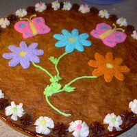 Flower Cookie Cake chocolate chip cookie cake with flowers and butterflies