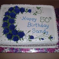 50Th Birthday Cake was actually deep purple...not blue like the picture shows. I HATE my writing and definately need to practice more! Cake was a 1/2...