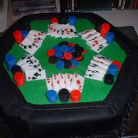 Son's Birthday Poker Cake This was only my 2nd attempt at a cake outside of my Wilton 1 & 2 classes. It is butercream top with fondant sides and accessories. My...