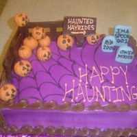 Halloween Cake Airbrushed purple.... fondant accentsvery fun to dored velvet cake w. cream cheese icing