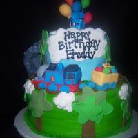 Thomas The Train This one was fun!! Cakes covered in CBC with fondant accents. Thomas is all fondant and gumpaste. The tunnel is RKT covered in fondant....