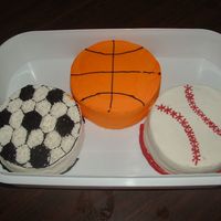 Sports Balls I made these six inch cakes for a friends son. I finally got to try the white almond sour cream cake and cookies and cream filling. Both...