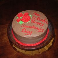 Secretary's Day Cake This was my first attempt at flowers. I eventually gave up and just tried to do something consistent. The cake was tasty though!