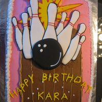 Bowlers Birthday Cake I made this cake for a friends daughters birthday. She turned 10 and loves to bowl. Cake is yellow with Chocolate B/C. Almond/ Vanilla B/C...