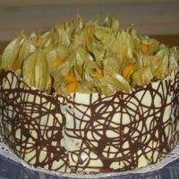 Chocolate Mousse Cake Inside is chocolate rum mousse and is decorated with chocolate ganache, and white and dark chocolate and exotic berries whose name's I...