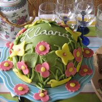 Christening Cake I made this cake for the Christening of my little daughter. It is sponge cake with fruits and cream filling and covered with marzipan.