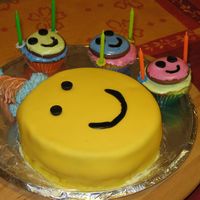 Smily Chocolate cake with fondant decoration.