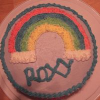 Larkin's First Cake My 8 year old daughter and I took the Wilton classes together. This is her first cake. She did the rainbow completely by herself. I only...