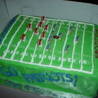 Go Pats!! My first superbowl cake. Made for the kids at my work. Half yellow and half chocolate cake, teddy grahams and BC.