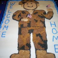 Welcome Back Home Military Cake This was for my co-worker's son in law who just got home from Iraq. They threw a party for him and one for his daughter, who turned 1...